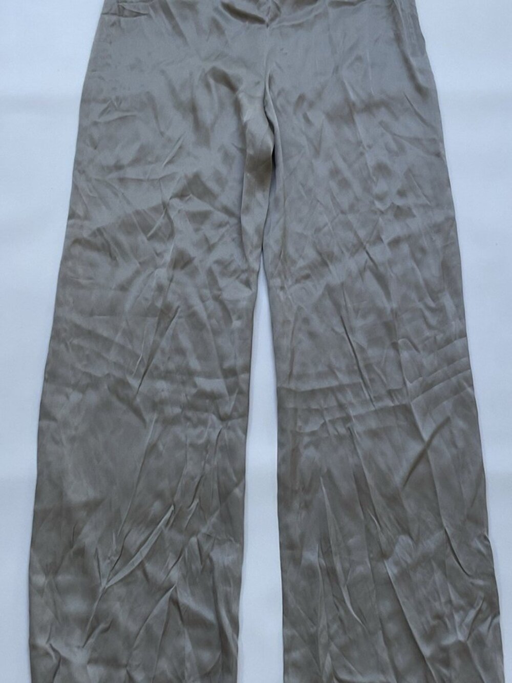 $1125 Giorgio Armani Silk Pants Straight Leg In Light Grey Made In Italy Size 44